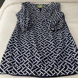 Navy and White Geometric Dress